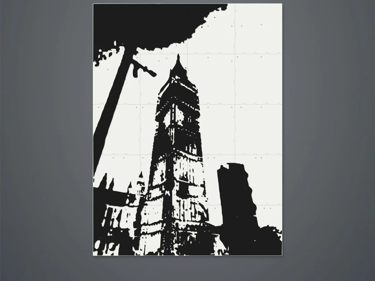 Wanddecoratie van de Big Ben in zwart en wit